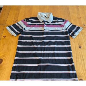 VINTAGE Retro Fox Mens Striped Polo Shirt‎